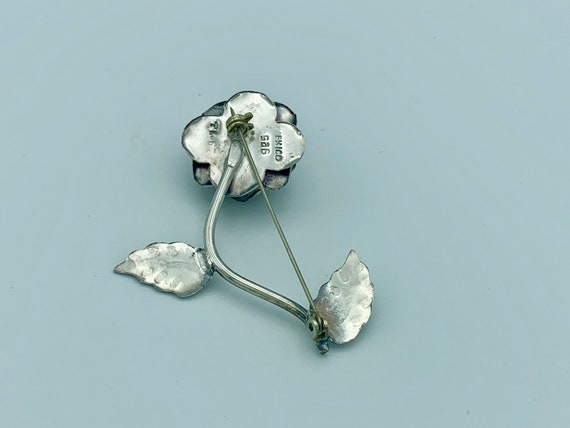 Vintage Hand Made 925 Silver Rose Floral Pin Item… - image 2