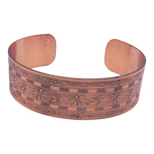 Vintage Floral Copper Cuff Bracelet Item K # 3242