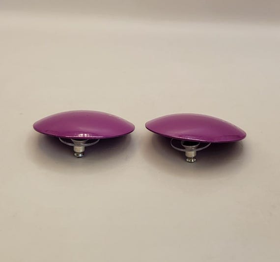 Purple Enamel Earrings - Polka Dot Statement Post Earrings View 6
