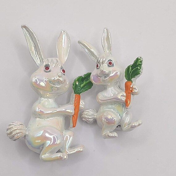 Rabbits Scatter Pin- Iridescent Easter Bunnies- V… - image 2