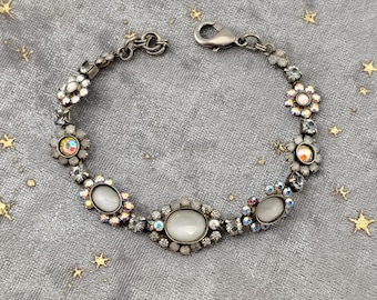 Sorrelli Graduated Crystal Bracelet- Dazzling Handmade Statement Jewelry- Adjustable Bracelet