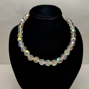 1950s Sparkling Faceted Glass Aurora Borealis Beaded Necklace- Vintage Estate Costume Jewelry- 1950s Pin Up Fashion- Gift Idea for Her K#900