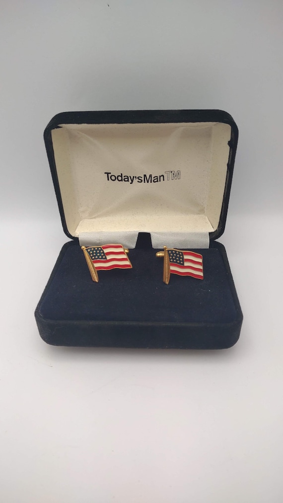 American Flag Cuff Links- Vintage Flag Cuff Links-