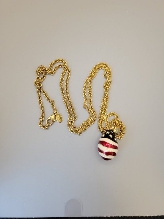 Joan Rivers- Patriotic Egg Pendant-Red, White, an… - image 6