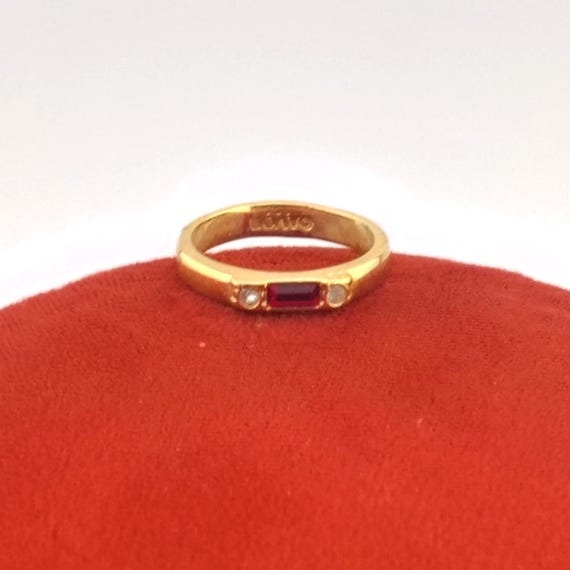 Vintage Signed Avon Ruby Red Rectangle and Round … - image 7