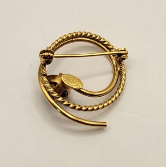 Vintage Danecraft Gold Filled Jade Circle Pin - P… - image 8