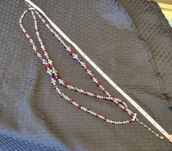 Collier vintage 3 rangs de perles en cristal Aurora Borealis