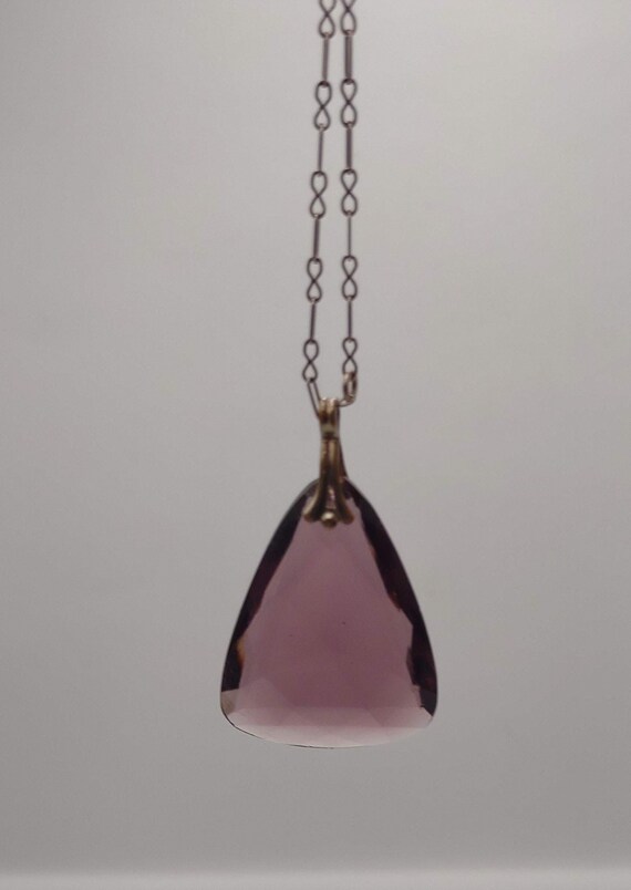 Antique Faceted Amethyst Glass and Faux Pearl Pend