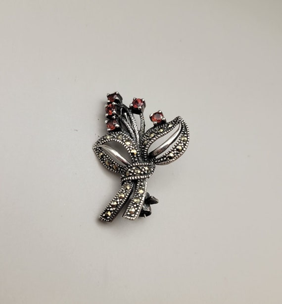 925 Silver Genuine Garnet Pin Marcasite Pin Floral Pin Sterling Silver Marcasite Garnet Flower Pin Genuine Garnet Floral Brooch K177 Etsy Australia