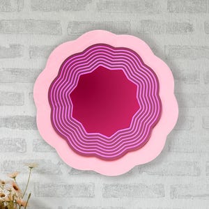 Miroir fleur rose flamant rose : décoration murale en acrylique stratifié