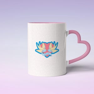 Romantic Love Birds Coffee Mug with Heart-Shaped Handle and Vibrant Design - Perfect Gift for Anniversaries and Valentine&#39;s Day