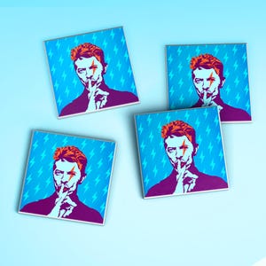 David Bowie Ceramic Coasters: Ziggy Stardust Pop Art Home Decor