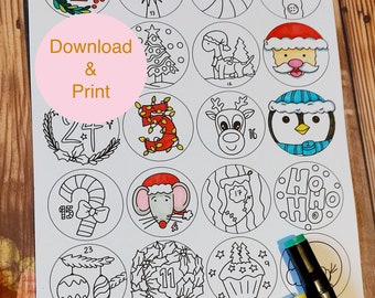 Printable Advent Calendar Colouring Sheet | Christmas Countdown for Kids and Adults