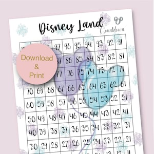100 Day Theme Park Holiday Countdown | Balloon Design | Digital Download Print