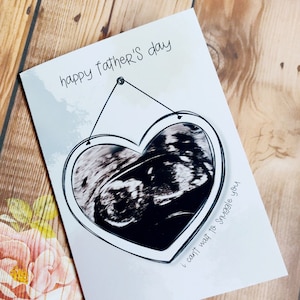 Personalisierte Liebeskarte zum Vatertag mit Ihrem Scanbild für einen zukünftigen Vater.