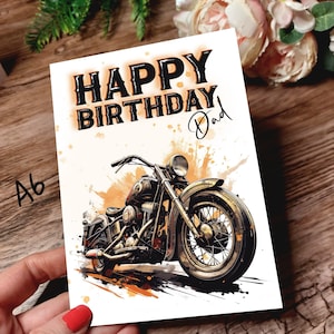 Personalisierte Biker alles Gute zum Geburtstagkarte. Für Männer, Väter, Onkel, Biker, Damen. Motorrad Grußkarte. Anpassung optional