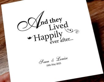 Personalised Wedding Card: Minimalist Black & White Typography - Happily Ever After