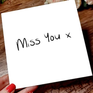 schlichte Miss you Karte. Minimalistisch, schlicht vermisse Dich. Sentimentale Karte für Freunde und Familie