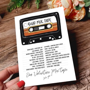 Carte mixtape vintage personnalisée, carte de chanson personnalisée, cadeau unique de la Saint-Valentin, carte d'anniversaire, carte d'anniversaire
