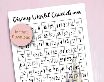 Orlando Castle Holiday Countdown | 100 Day Vacation Countdown Printable | Instant Download