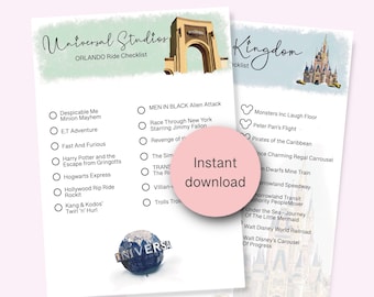 Orlando Theme Park Ride Checklist: WDW & Universal Plus EPIC (Digital Download)
