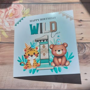 Wild 1, carte de 1er anniversaire personnalisée, pour garçons et filles, thème Wild One