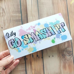 "Personalisierte Good Luck Exam Karte für Mädchen - ""Go Smash It"" Ermutigungskarte - Pastell Design - Studenten Motivationskarte."