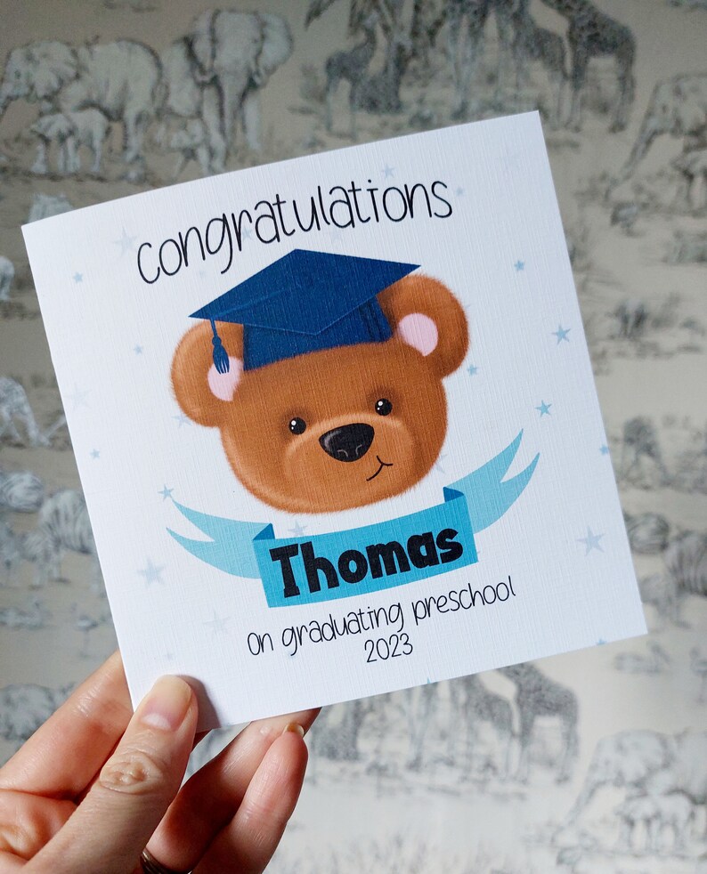 Personalised Preschool / Nursery Graduation Card: Blue or Pink - Etsy