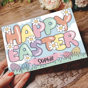 Cartes de Pâques personnalisées pour enfants, cartes de voeux de Pâques personnalisées, carte de Pâques pour enfants, carte de printemps pour famille