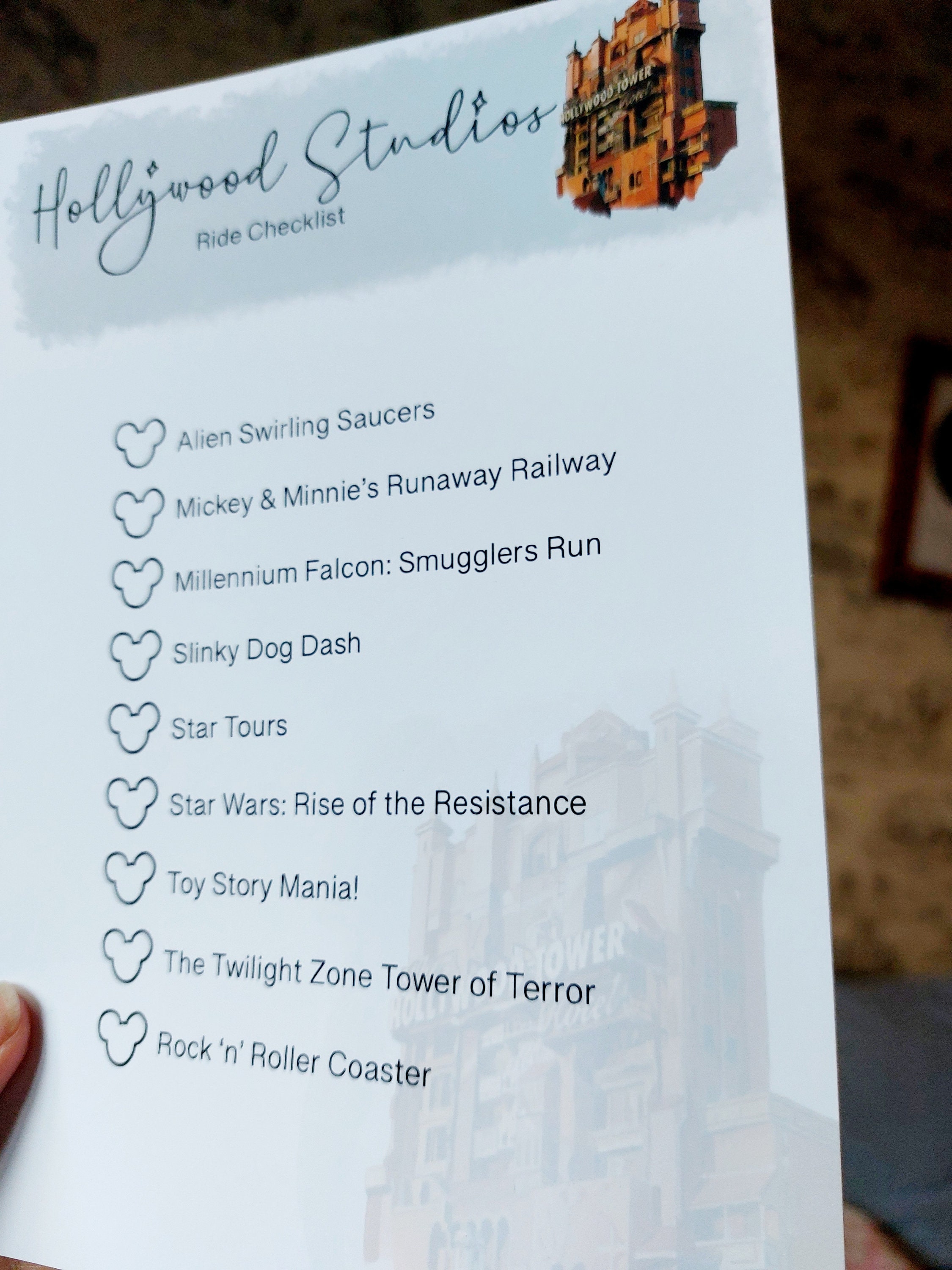 Orlando Theme Park Ride Checklist | Vacation Planning Printed Checklist ...