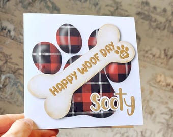 Personalised Dog Birthday Card: Tartan