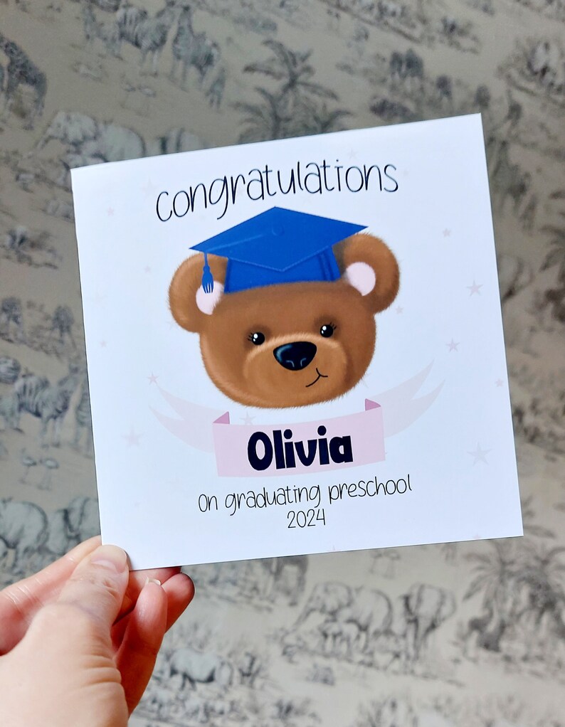 Personalised Preschool / Nursery Graduation Card: Blue or Pink - Etsy
