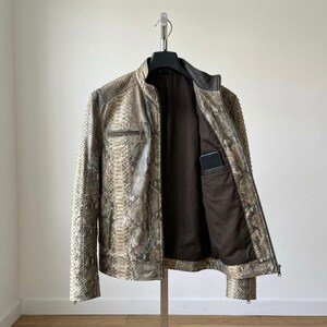 Men's Genuine Python Leather Biker Jacket – Exotic Snake Skin Moto Coat Handmade Motorbike Reptile Apparel Gift for Him