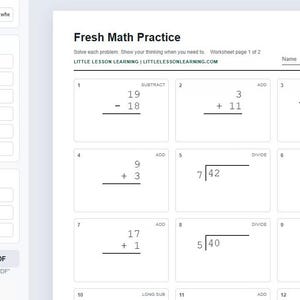 Grade 1-3 Math Worksheet Generator | Unlimited Printable Math Practice + Answer Key