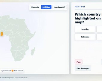 Africa Countries & Capitals Interactive Map Quiz | Desktop Homeschool Geography
