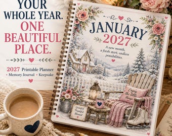 2027 Printable Planner & Memory Journal | Dated Weekly Planner | Monthly Calendars | Cozy Seasonal Journal | Instant Digital Download