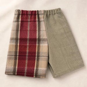 Pantalones cortos infantiles de patchwork hechos a mano, tela sostenible de segunda mano, 5 años