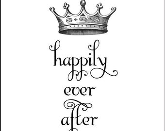 Happily Ever After Crown Romantic Printable Art Print