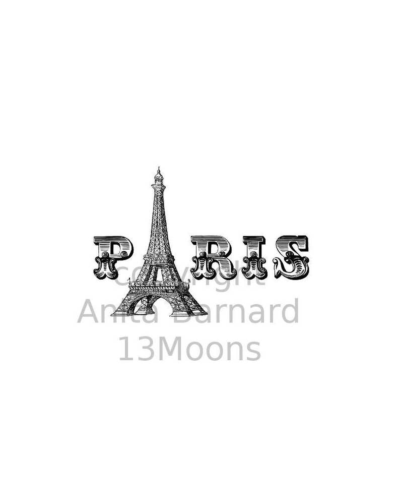 PARIS Eiffel Tower Black and White Printable Art Print image 2