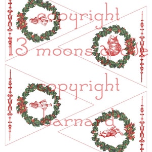 Alice in Wonderland Christmas Wreath Bunting image 2