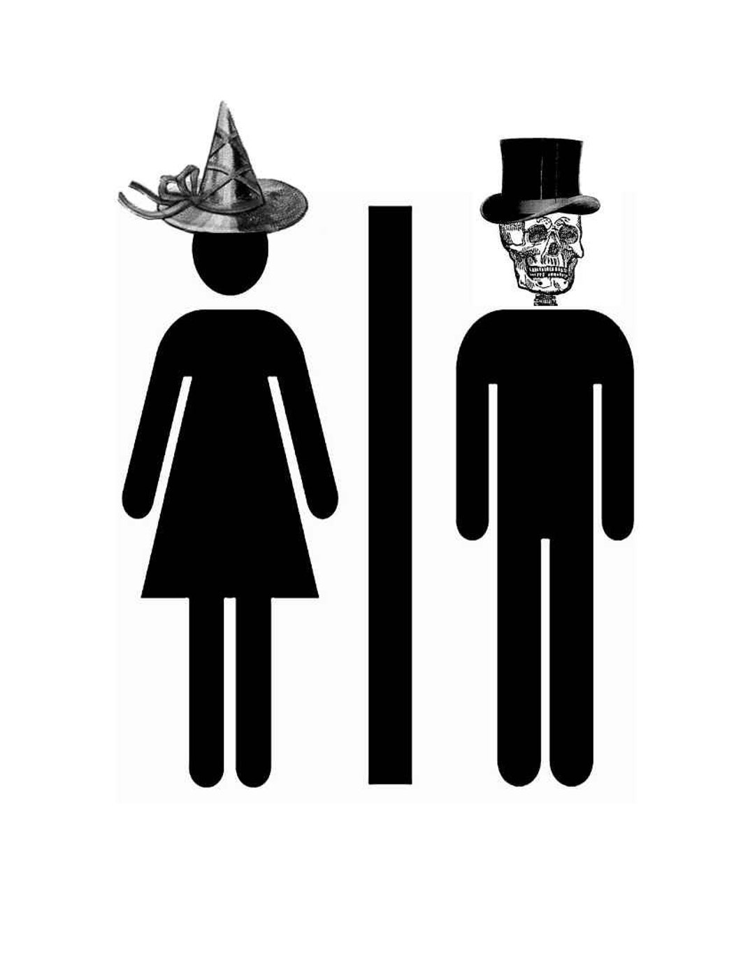 Halloween Restroom Printable Witch and Skeleton Etsy