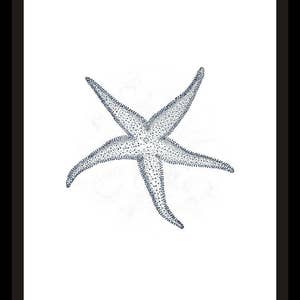 Starfish Navy Blue Beach Printable Art Print