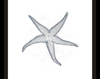 Starfish Navy Blue Beach Printable Art Print