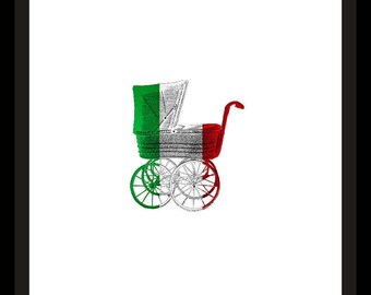 Italian Flag Baby Carriage Printable Art Print