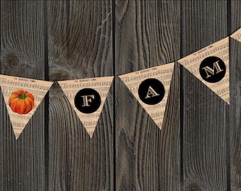 FAMILY Thanksgiving Harvest Music Bunting