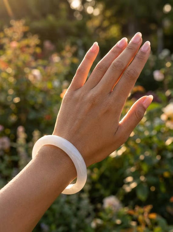 Natural White Jade Bangle Bracelet, Genuine Jade Bangle, Certified Jade Bracelet, White Jade Jewelry, Lucky Jade Gift for Her