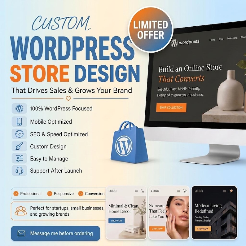 Custom WordPress Website Development & Online Stores | Professional Blog Website | WooCommerce | SEO Optimized | Responsive Web Design Custom Website Design Service 
business logo sign
custom logo
website
website template
canva website
website design
shopify website
digital download
shopify
shopify themes
landing page
wordpress
small business
shopify template
wordpress theme
web design
shopify theme
shopify store