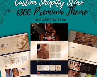 Jewelry Custom Shopify Store Design | Shopify Website | Ecommerce Website Template | Free Shopify Theme Included | Lifetime Support