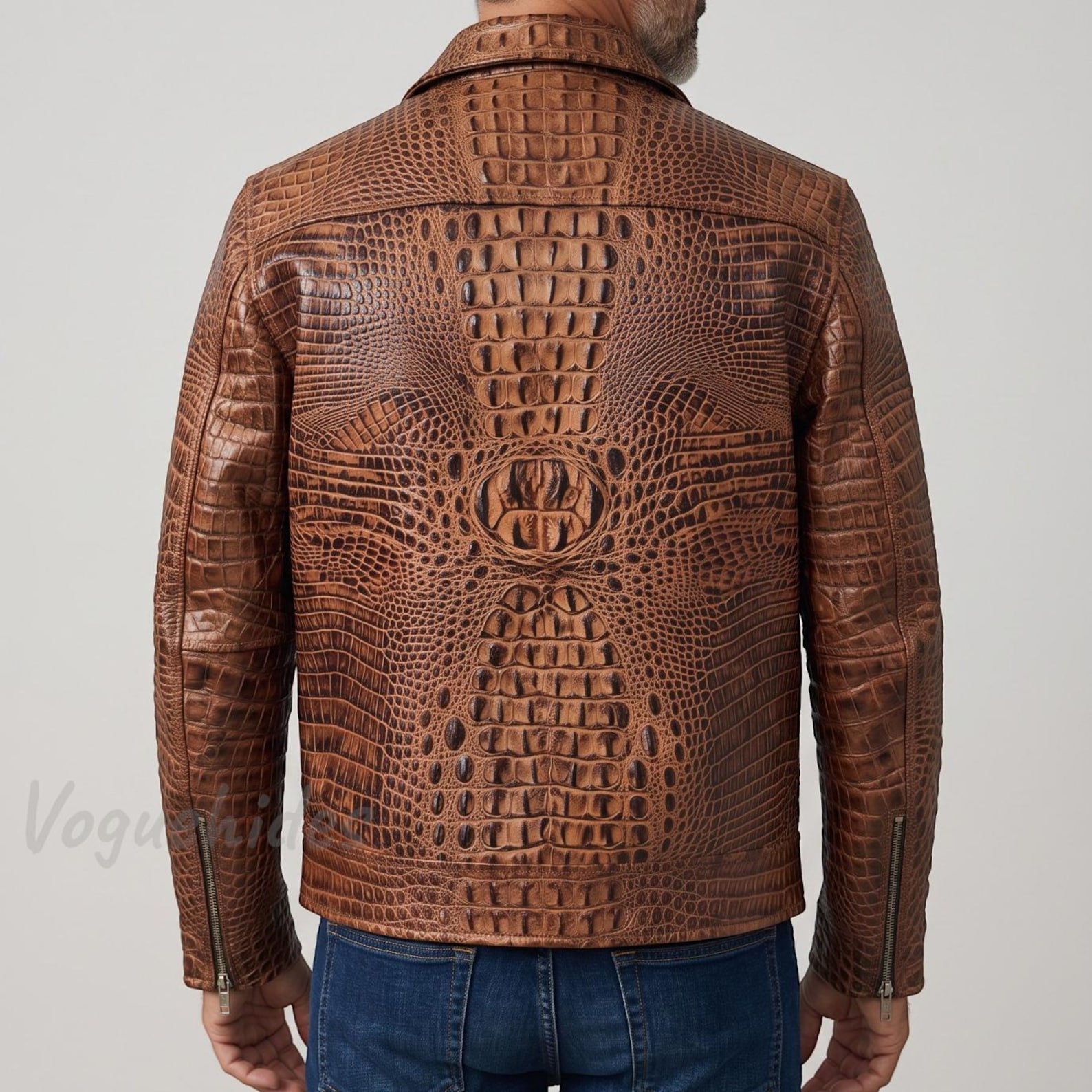 Men's Crocodile Embossed Leather Jacket Exotic Look Luxury Jacket Handmade Exotic Gift Alligator Embossed Biker Style jacket