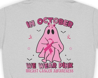 In October We Wear Pink ghost hoodie | Breast Cancer Awareness Hoodie